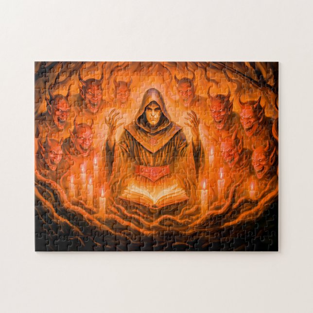 Demon summoner mage in oil painting pussel (Horisontell)