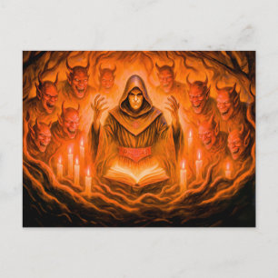 Demon-summoner magiker i oljemålning helg vykort