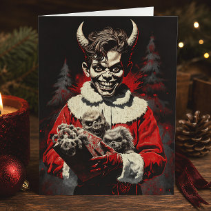 Demon Tomte Gotisk Skräck Jul Julkort