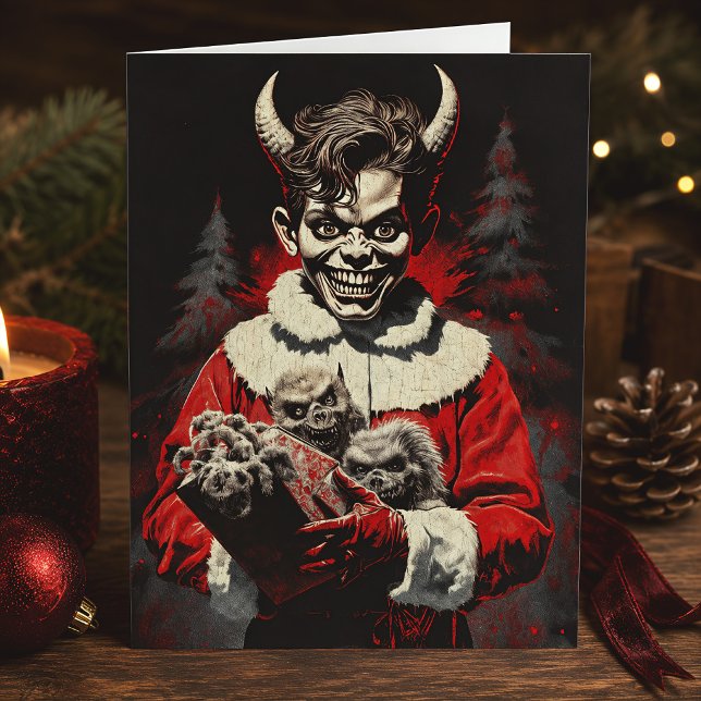 Demon Tomte Gotisk Skräck Jul Julkort (Skapare uppladdad)
