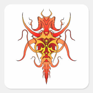Demon Tribal Tattodesign Fyrkantigt Klistermärke