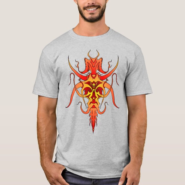 Demon Tribal Tattodesign T Shirt (Framsida)