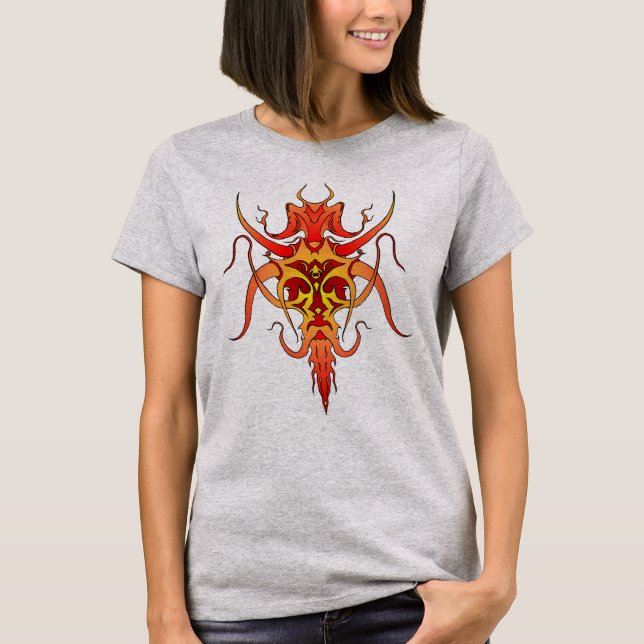 Demon Tribal Tattodesign T Shirt (Framsida)