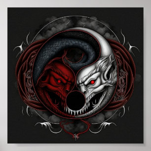 Demon Varg Yin Yang Graphic Poster