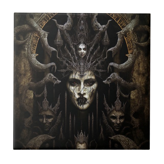 Demon Woman Monster Horror Art Kakelplatta (Framsidan)