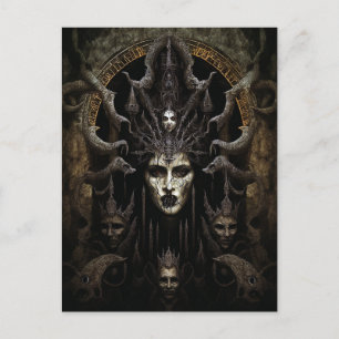 Demon Woman Monster Horror Art Vykort