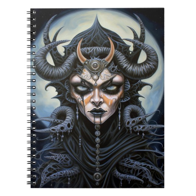 Demon Woman Queen Mörk Fantasy Art Anteckningsbok (Framsidan)