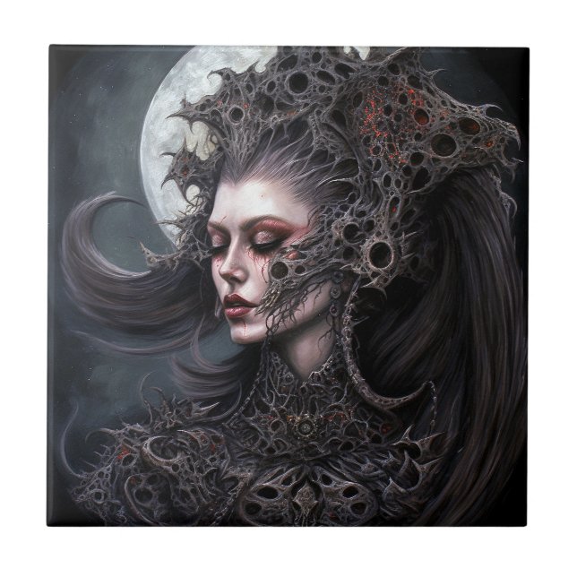 Demon Woman Queen Mörk Fantasy Art Kakelplatta (Framsidan)