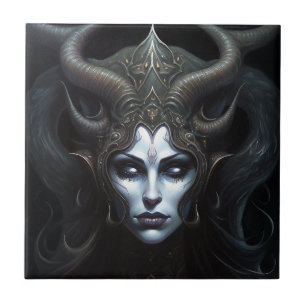 Demon Woman Queen Mörk Fantasy Art Kakelplatta