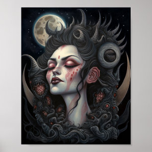 Demon Woman Queen Mörk Fantasy Art Poster