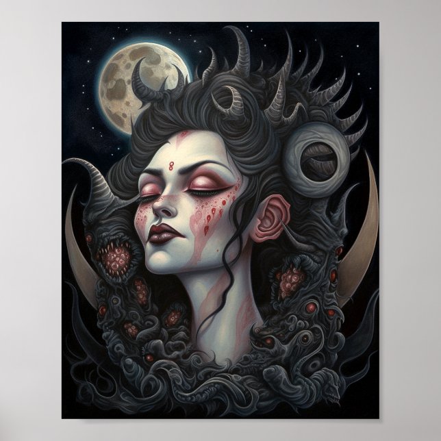 Demon Woman Queen Mörk Fantasy Art Poster (Framsidan)