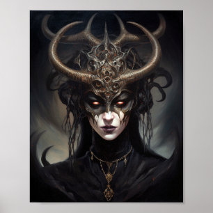 Demon Woman Queen Mörk Fantasy Art Poster