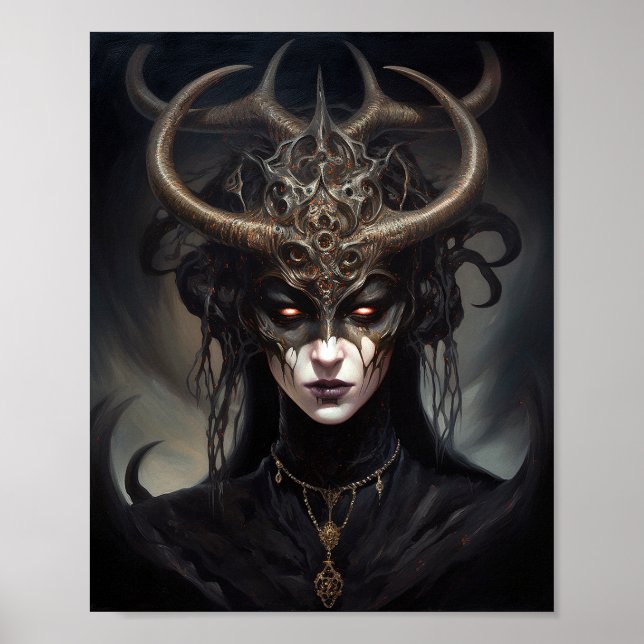 Demon Woman Queen Mörk Fantasy Art Poster (Framsidan)