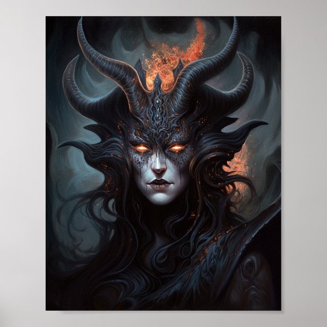 Demon Woman Queen Mörk Fantasy Art Poster (Framsidan)