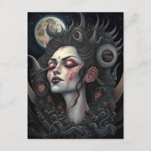 Demon Woman Queen Mörk Fantasy Art Vykort