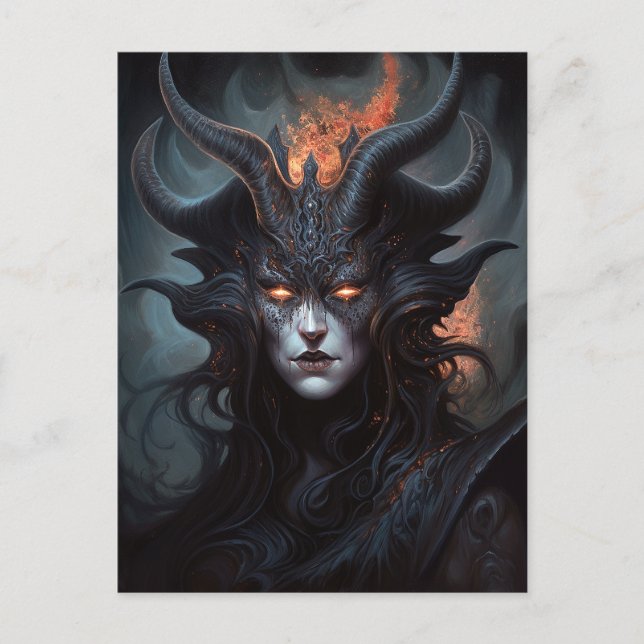 Demon Woman Queen Mörk Fantasy Art Vykort (Framsida)