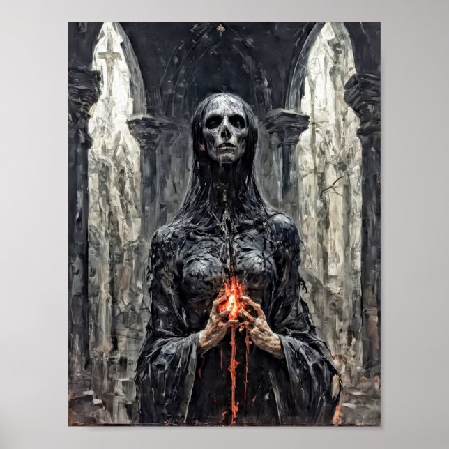 Demonande hållande brinnande hjärta poster (Framsidan)
