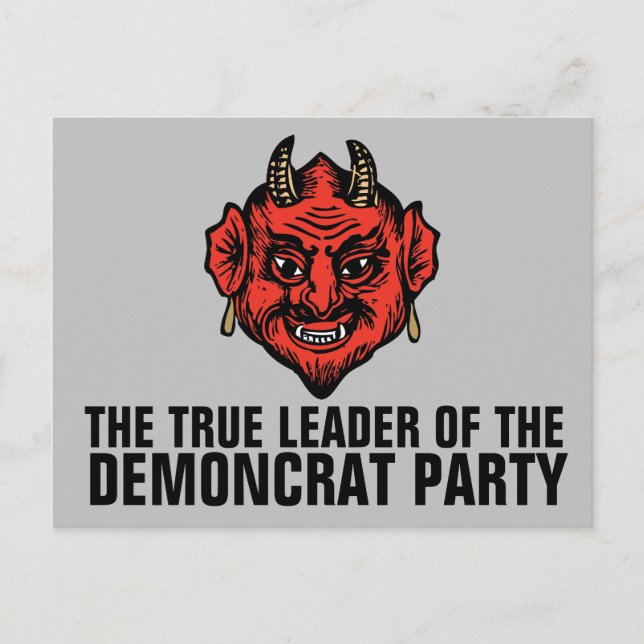 DEMONCRAT DEMOCRAT PARTY SATAN POSTCARD VYKORT (Framsida)