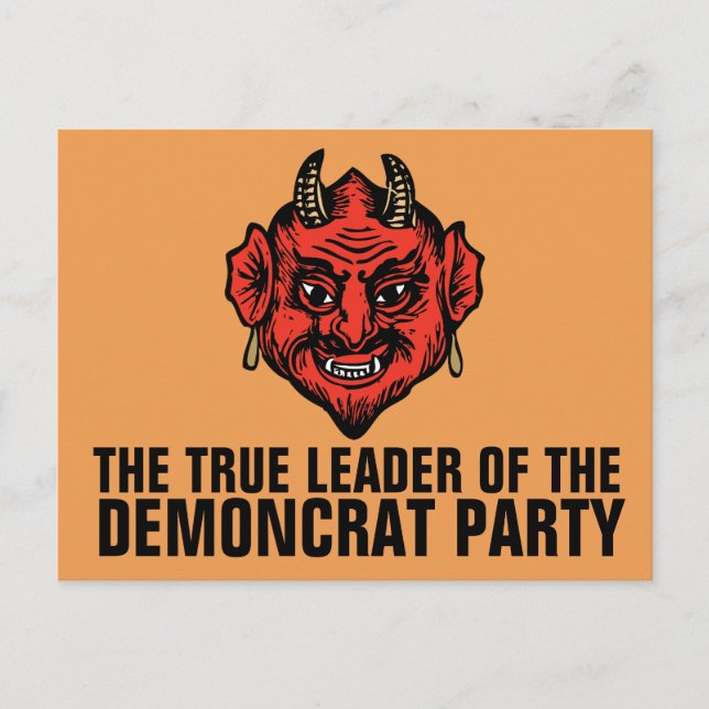 DEMONCRATS DEMOCRAT PARTY SATAN POSTCARD VYKORT (Framsida)