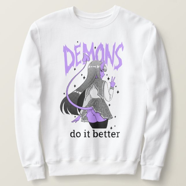 demoner gör det den bättre ljusa tröjan lång ärmad tröja (Design framsida)