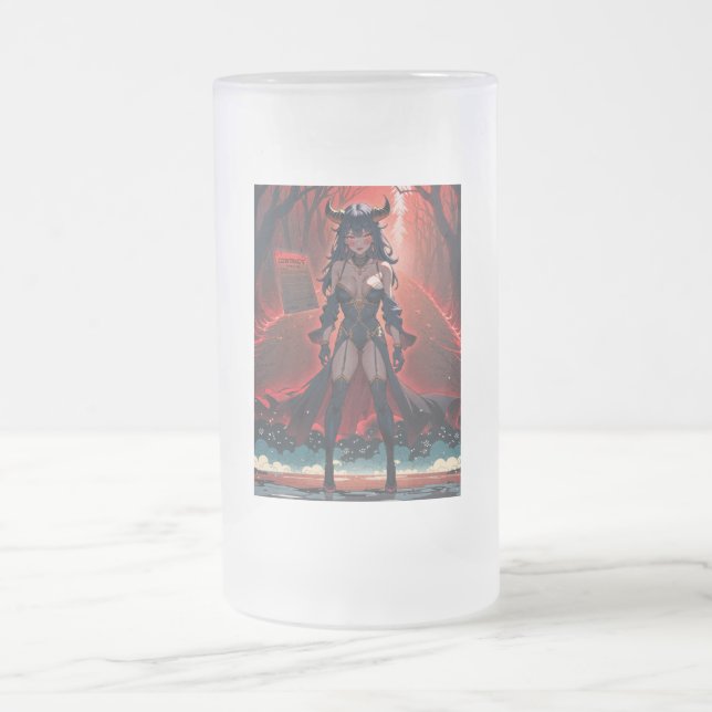 Demoness med kontakt vid Crossways, Anime Demon Frostat Ölglas (Center)