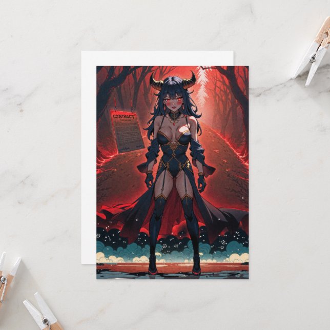 Demoness med kontakt vid Crossways, Anime Demon Inbjudningar (Fram/Back In Situ)
