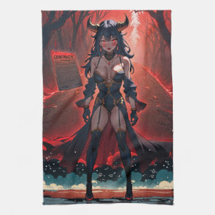 Demoness med kontakt vid Crossways, Anime Demon Kökshandduk