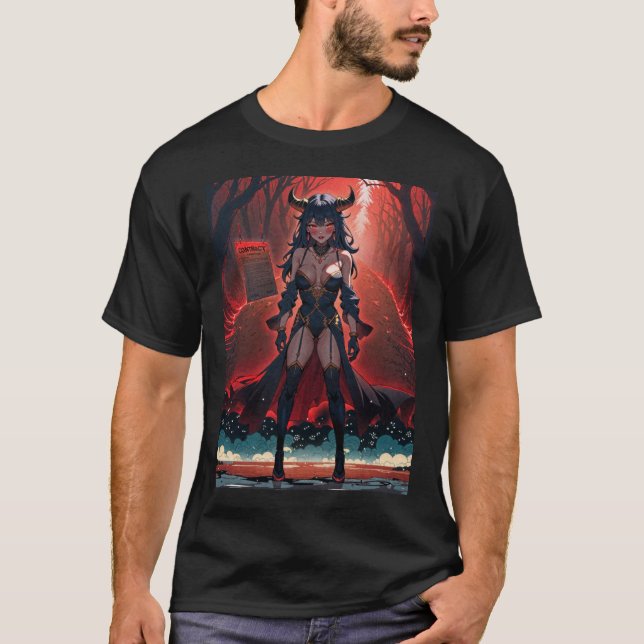 Demoness med kontakt vid Crossways, Anime Demon T Shirt (Framsida)