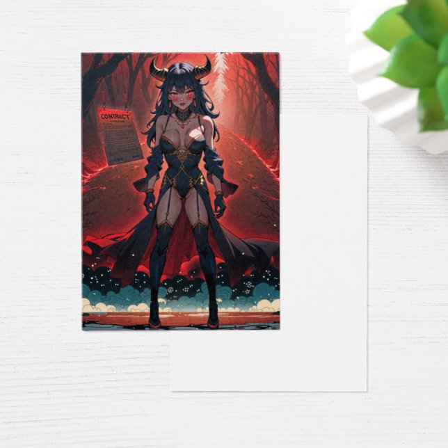 Demoness med kontakt vid Crossways, Anime Demon Visitkort (Skivbord)