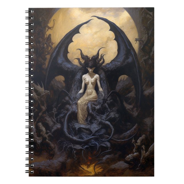 Demoness Mörk Fantasy Goth Gothic Art Anteckningsbok (Framsidan)