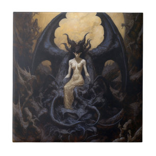 Demoness Mörk Fantasy Goth Gothic Art Kakelplatta
