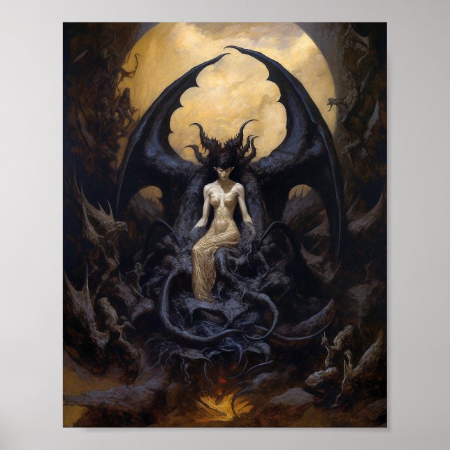 Demoness Mörk Fantasy Goth Gothic Art Poster (Framsidan)