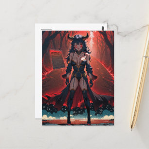 Demonessa med kontakt vid vägkorsning, Anime-demon Vykort