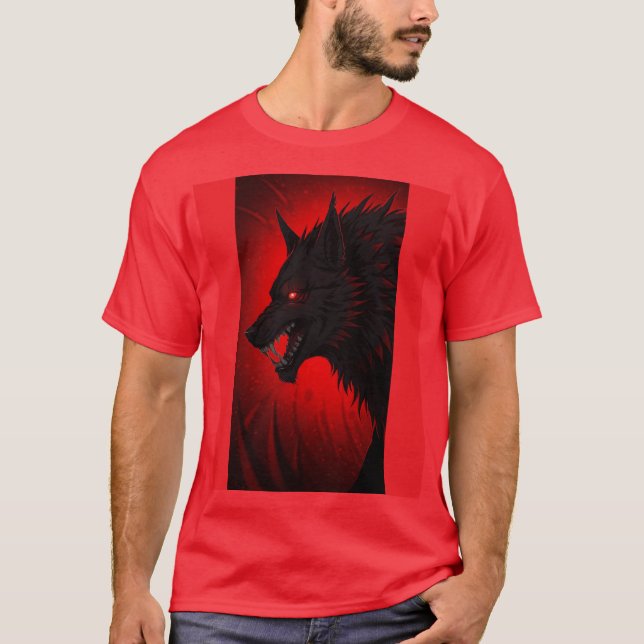 "Demonic Alpha Varg - Red Eyed Fury Art" T Shirt (Framsida)