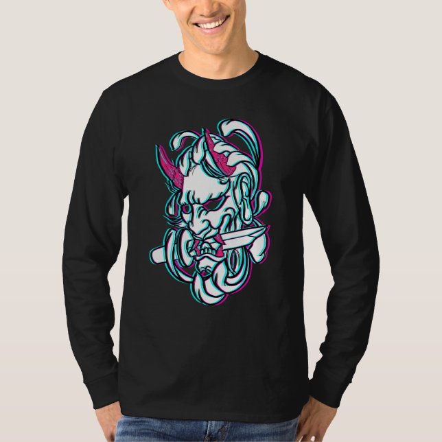 Demonic Fiend Cyber Goth Punk Aesthetic T Shirt (Framsida)