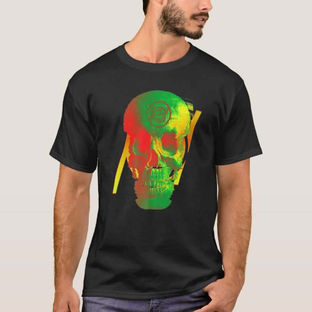 Demonic Skull Glitch T Shirt (Framsida)