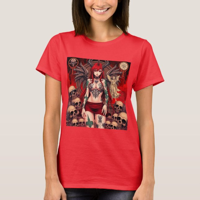 Demonio Seductora y Ángel Puro: Dualidad Oscura T Shirt (Framsida)