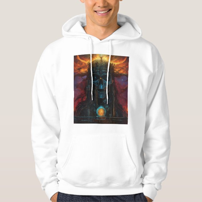 Demonisk Dödskalle – Mörk Gothic Death Metal Hoodie (Framsida)