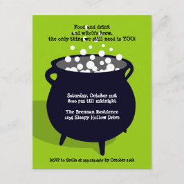Demonisk grön halloween fest för bubblandekittel inbjudningar