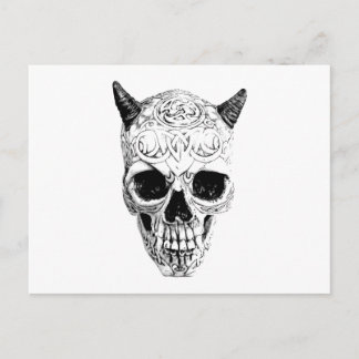 Demonisk Halloween Skull. Digital Gothic-skräck Vykort