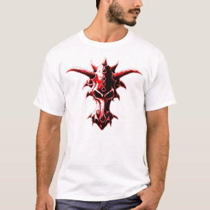 Demonisk röd drakeskalle tee shirt