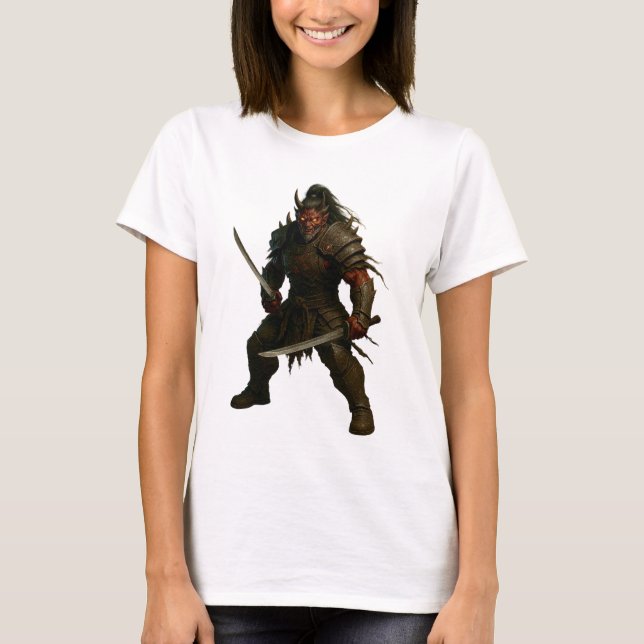 Demonisk Samurajkrigare T Shirt (Framsida)