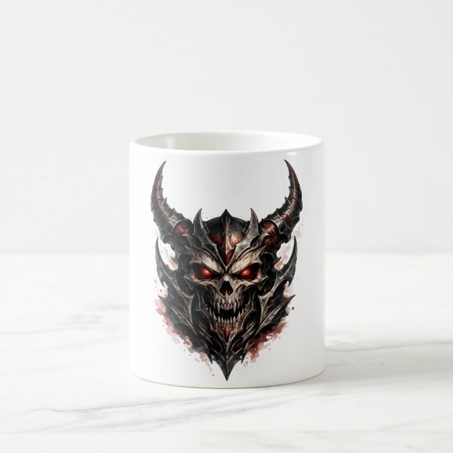 Demonisk skalle med horn kaffemugg (Center)