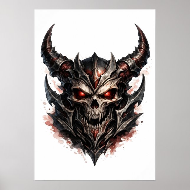 Demonisk skalle med horn poster (Framsidan)