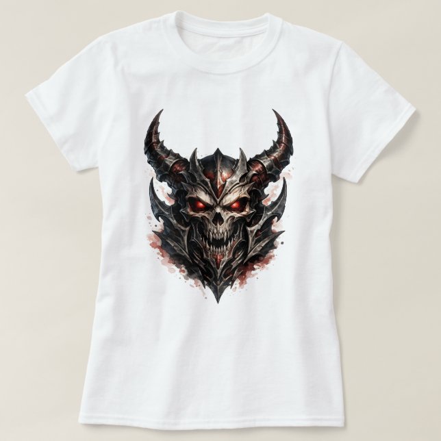 Demonisk skalle med horn t shirt (Design framsida)