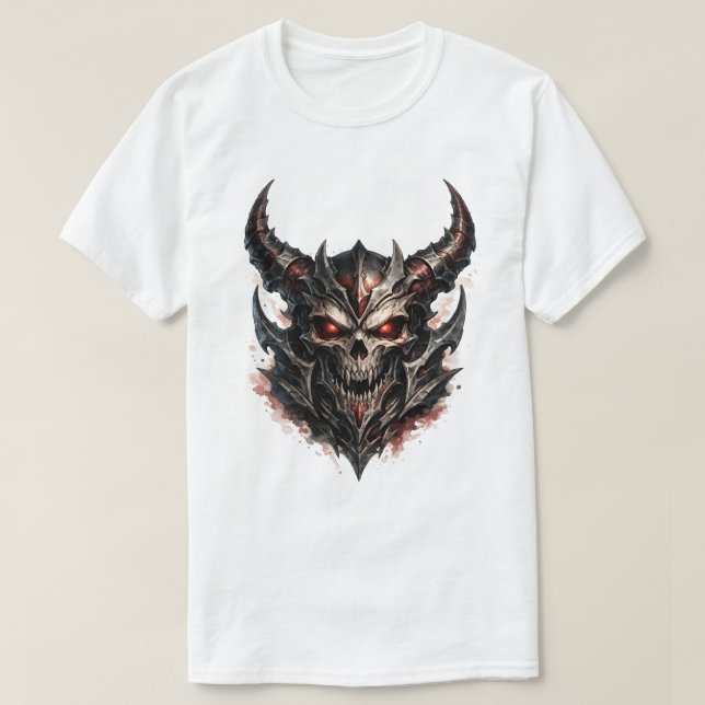 Demonisk skalle med horn t shirt (Design framsida)