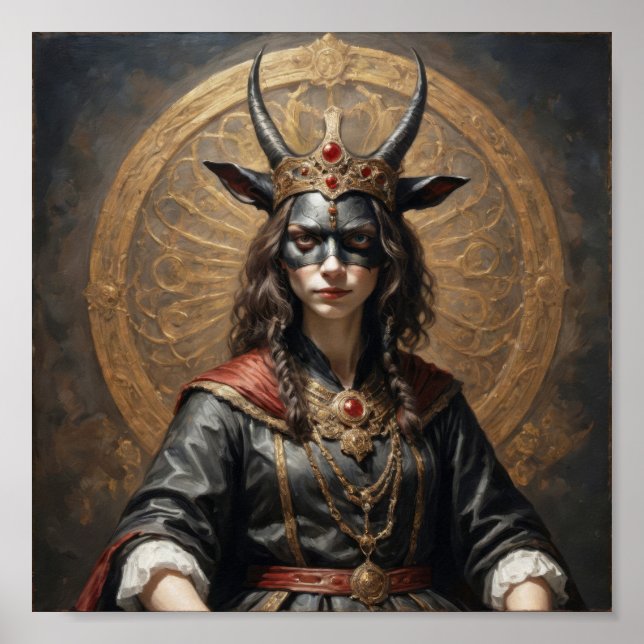 Demoniska getternas drottning (succubi) med ansikt poster (Framsidan)