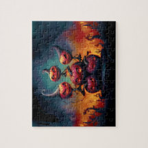 Demoniska pumpor i helvetet firar Happy halloween