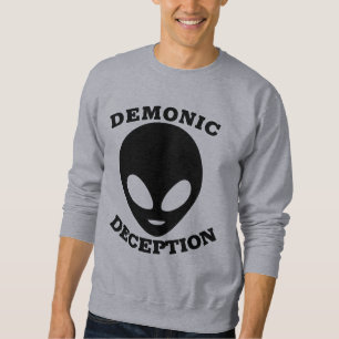 DEMONISKT DECEPTION ALIEN UFO T-SHIRTS LÅNG ÄRMAD TRÖJA