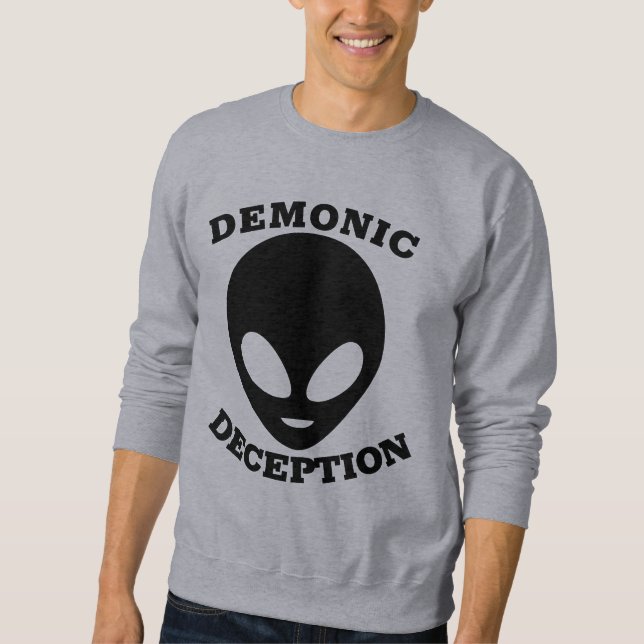 DEMONISKT DECEPTION ALIEN UFO T-SHIRTS LÅNG ÄRMAD TRÖJA (Framsida)